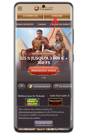 Aperçu de la page d’atterrissage affiliée Vicibet Casino